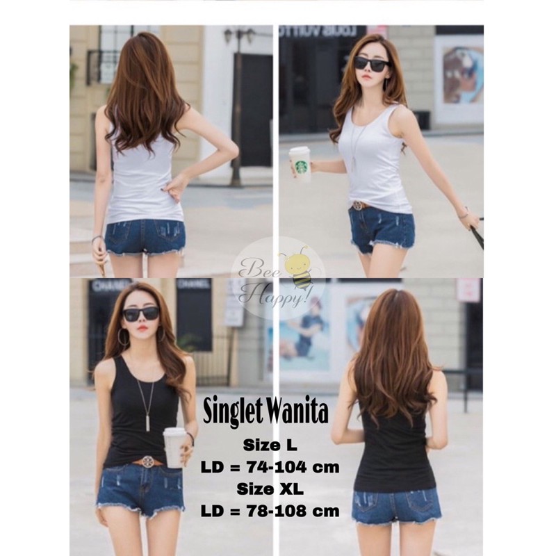 Bee Happy - Singlet Wanita / Tanktop Wanita Tali Lebar