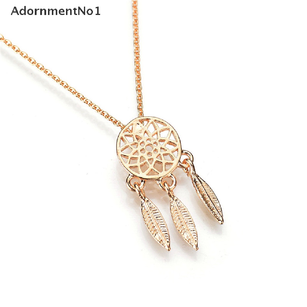 (AdornmentNo1) Kalung Rantai Panjang Liontin Dream Catcher Gaya Retro Warna Gold / Silver Untuk Wanita