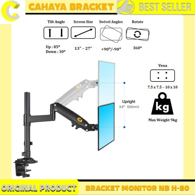 Bracket Monitor Nb H80 13''-27''Gas Spring Braket Monitor Pc