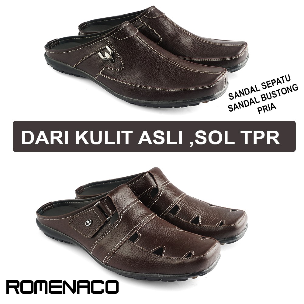 Sandal Pria Kulit Asli Romenaco R36|37 Warna Coklat