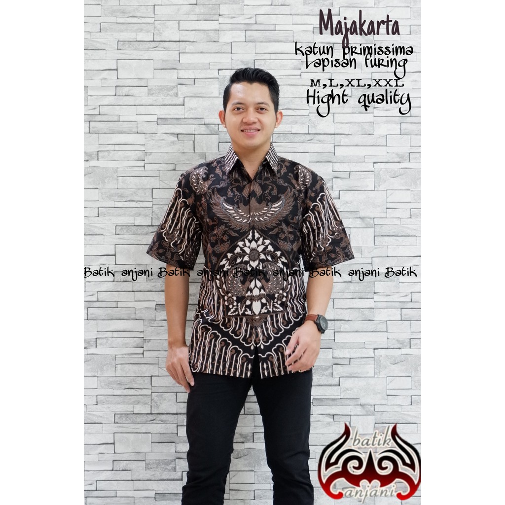 MAJAKARTA Kemeja Batik Pria Lengan Pendek Katun Halus FULL FURING Batik Anjani