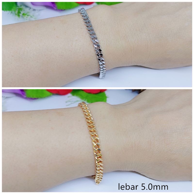 Gelang Kaki Dan Tangan Perhiasan Xuping Lapis Emas E05 (lebar 3.5mm ,lebar 5.0mm)