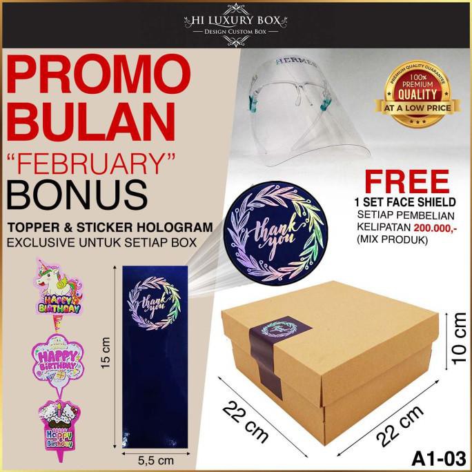 

BARU Box Packaging Polos (22x22x10) | Kotak Kardus Packing Kraft |Kotak Kue - A1-03