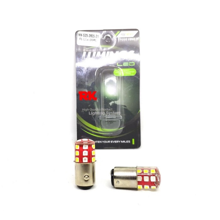 lampu led rem mobil motor 2 warna diam putih dan kedip merah original luminos