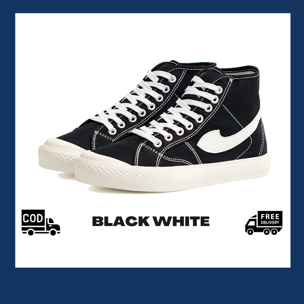 ORIGINAL Sepatu Lokal Not Compass Gazelle Hi Black White / Not Sneakers Compass Retrograde High Pria Wanita