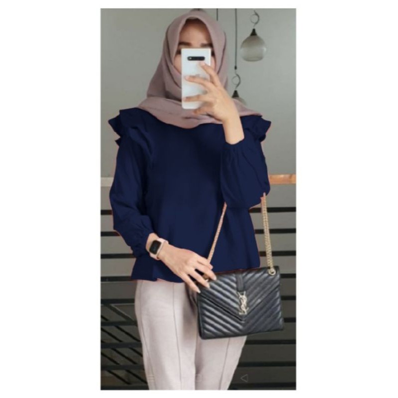 BEFAST - ZEC Blouse VIERDY / Blouse Lovely Top / Blouse Lengan Panjang / Blouse Polos / Blouse Casual / Blouse Keluaran Terbaru 2021 / OOTD Atasan Wanita Kerja