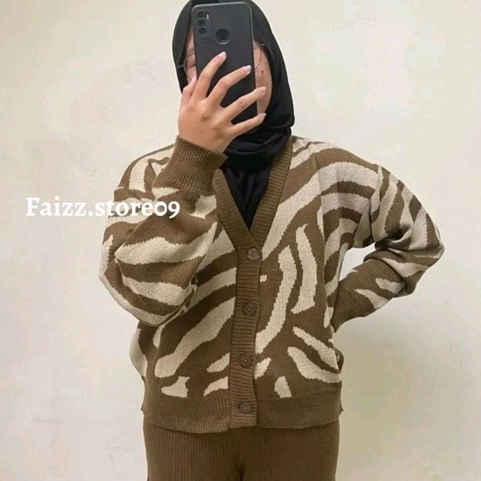 CARDIGAN RAJUT MOTIF Zebra | OUTER OUTWEAR KNIT PREMIUM MOTIF