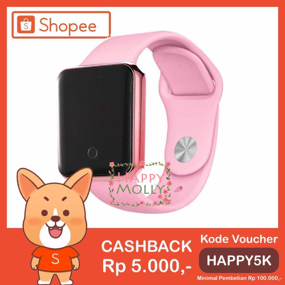 Touch Screen★LED Watch [ Baby Pink Rose Gold ] Jam Tangan Digital Pria &amp; Wanita - Strap Rubber