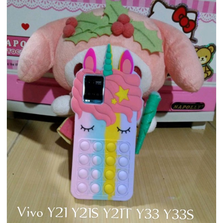 Casing POP IT 3D Vivo Y21 Y21S Y21T Y33 Y33S SoftCase POP IT Unicorn Kuda Poni