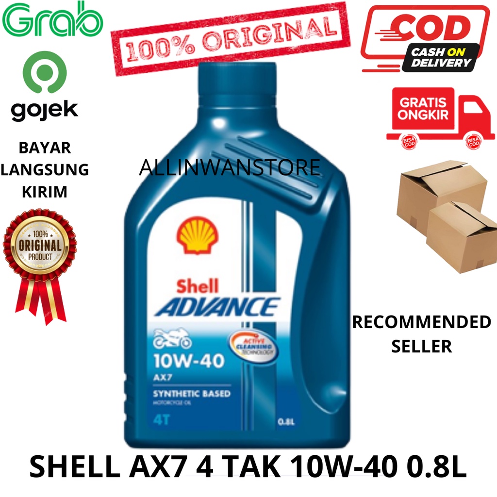 OLI SHELL ADVANCE AX7 4TAK 10W40 0.8 Liter 800ml SPORT ASLI ORIGINAL