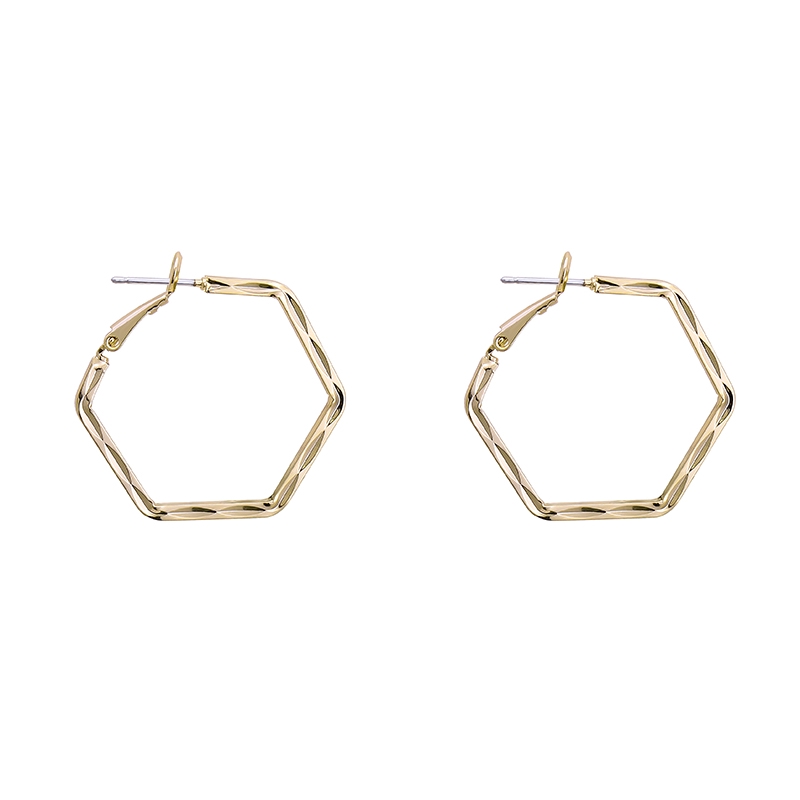 Anting hexagonal Geometris Untuk Wanita Korea vintage Aksesoris Telinga