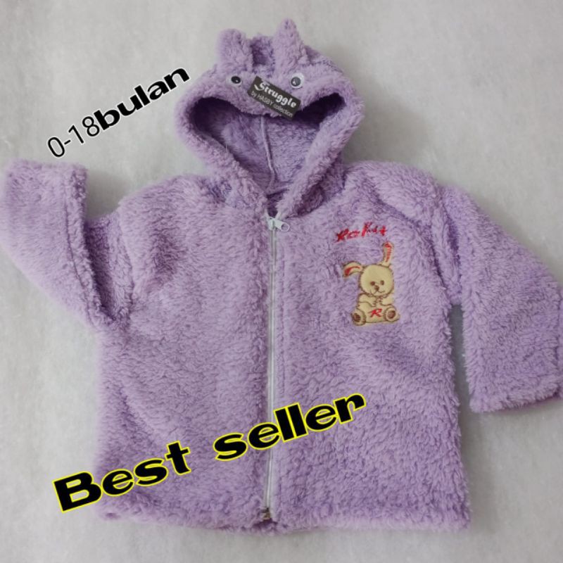 Jaket bayi lembut tebal bulu-Lembut tebal ungu