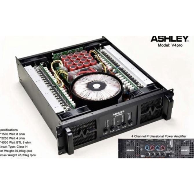 Power Ashley V4PRo Original Amplifier 4 channel V 4 PRO 4 x 1500 watt
