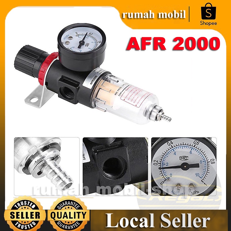 Air Filter Regulator/Air Filter Regulator 1/4 Inch - Filter Udara Kompresor/Regulator Pemisah Air Tersaring/Prosesor Sumber Udara AFR2000