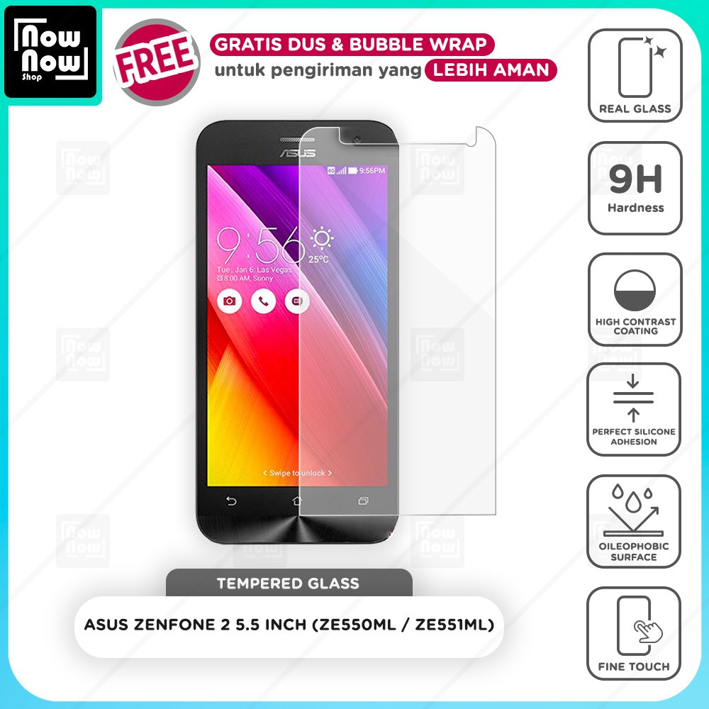 Tempered Glass Anti Gores Asus Zenfone 2 5.5 Inch ZE550ML ZE551ML Z00AD Screen Guard Protector 9H
