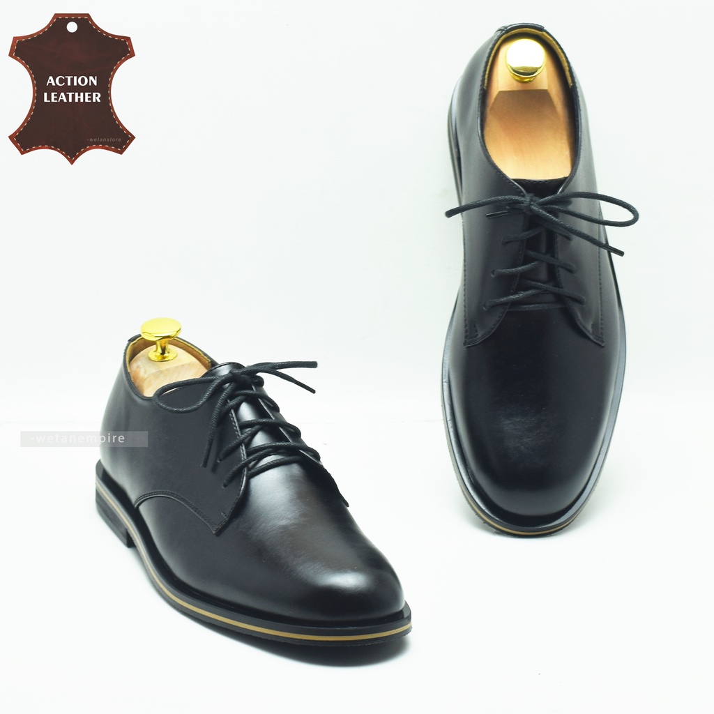 Sepatu Pantofel Pentopel Formal Kerja Pria Derby Shoes Hitam Tan Ukuran Jumbo Besar Jayakarta 2