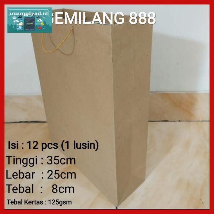 

Gt7Fher- Paperbag/Paper Bag/ Tas Belanja Polos Uk. 26X34X9Cm - Cokelat F68Fgio-