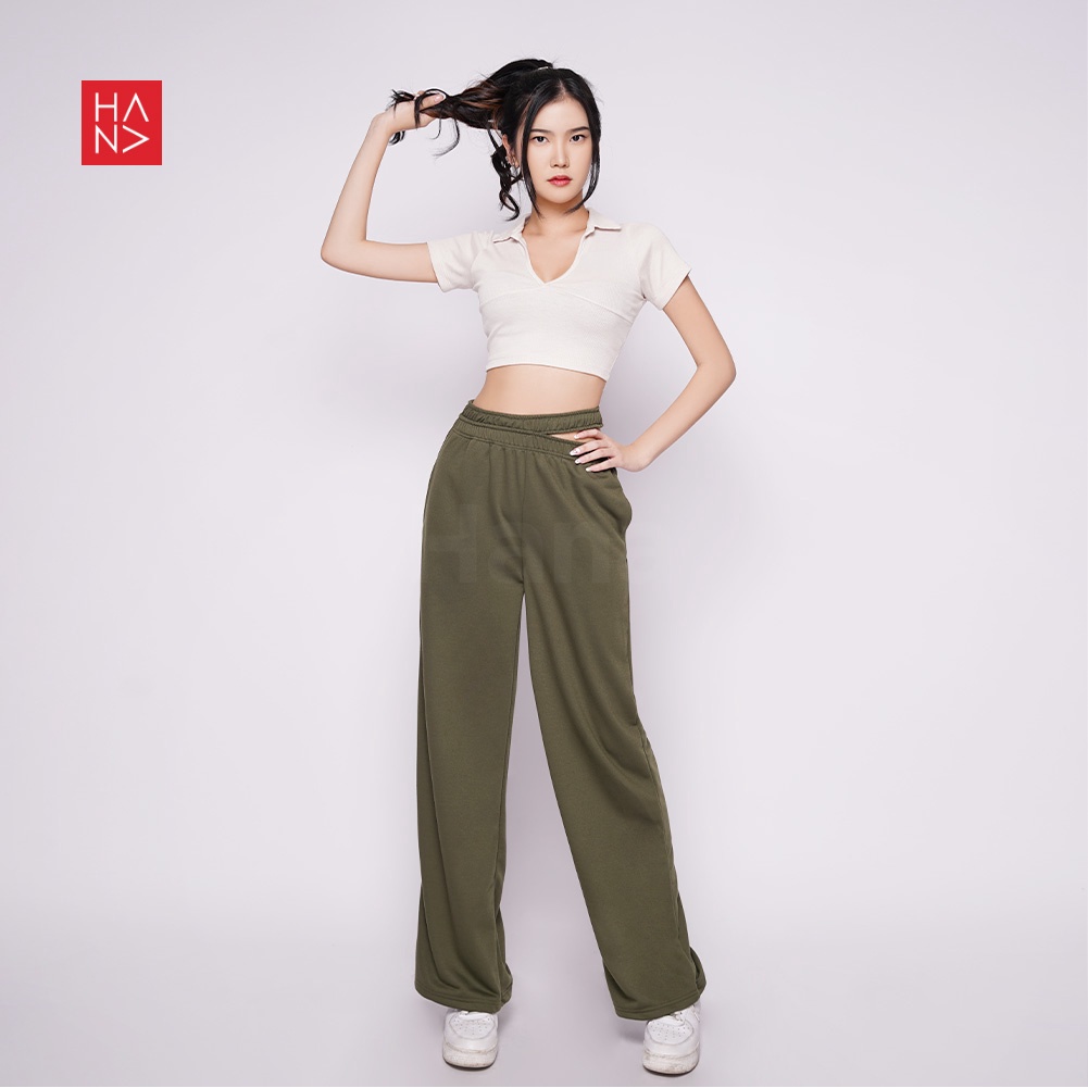 Hana Fashion - Sandra Slit Loose Pants Celana Panjang - LP035