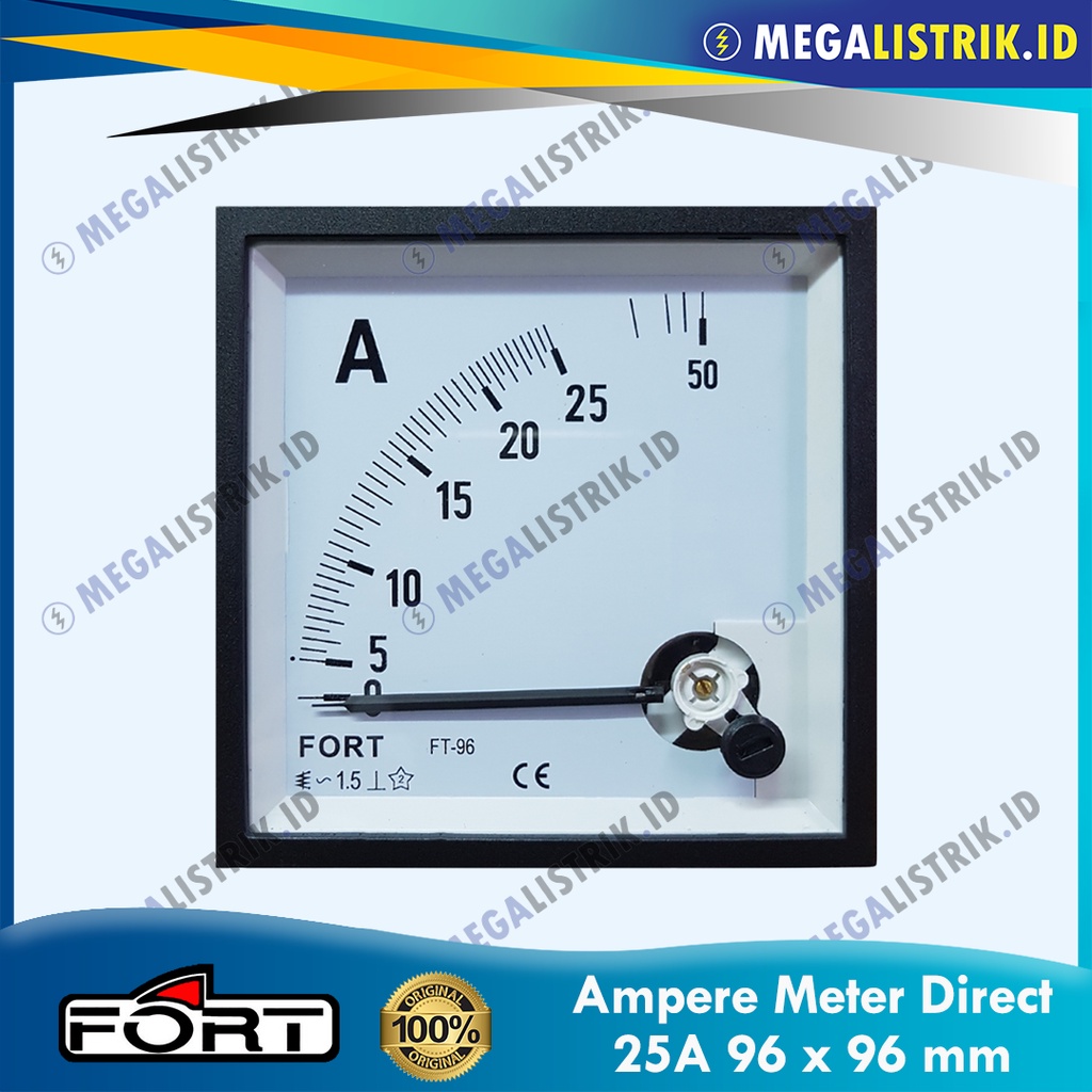 Jual FORT AMPERE METER DIRECT 25A 96X96 / PANEL METER 25 A 96 X 96 FT