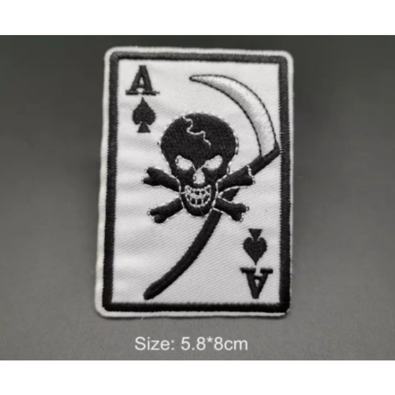 patch Bordir emblem Badge Kartu As Tengkorak Good Quality Best Seller