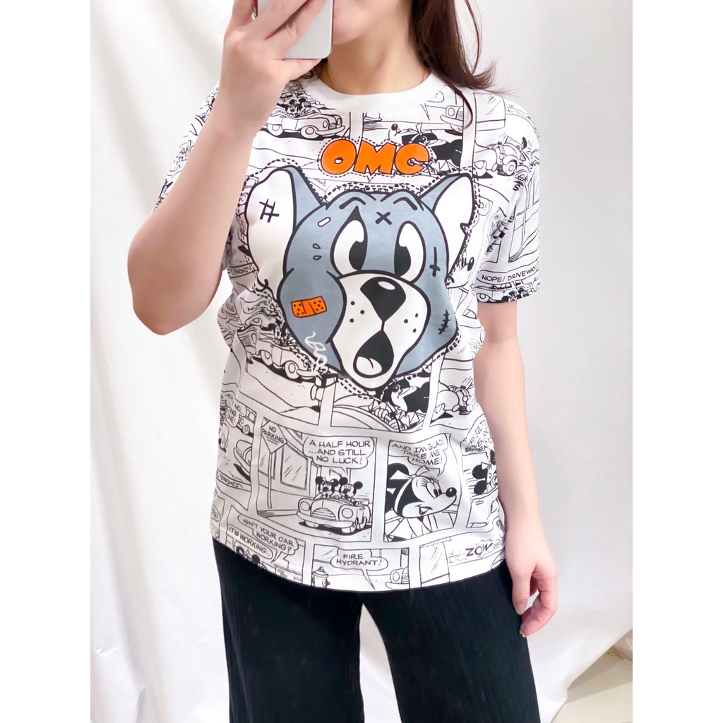 Kaos Wanita Lengan Pendek Bahan Cotton Combed 30s Full Print Atasan Wanita Remaja