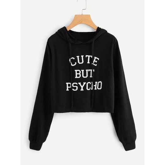 Bess - Sweater Hoodie Crop Murah / Sweater Hoodie Crop CUTE BUT PSYCO