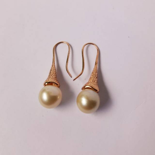 ANTING MUTIARA LOMBOK ASLI AIR LAUT GOLD GRADE A / PERHIASAN MUTIARA ASLI LOMBOK AMLP01