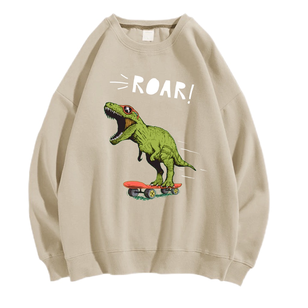 DINO ROAR! SWEATER CREWNECK PRIA WANITA Size M-XXL ANAIRA