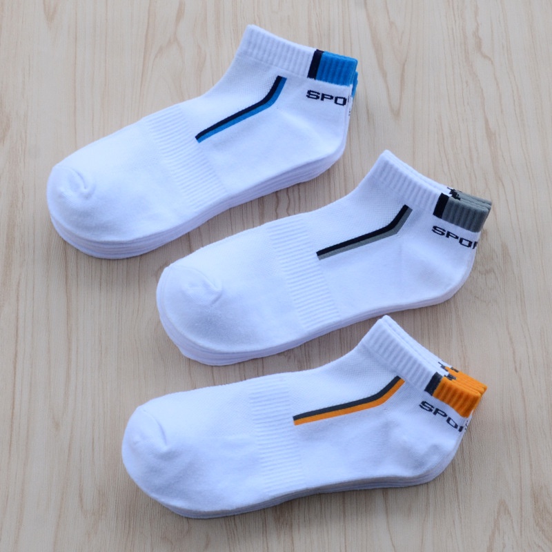 Gobra ♕ KK007 Kaos Kaki (Tanpa Kemasan) Pria Tipis Pendek Semata Kaki Motif Garis Olahraga Fashion Korea Sock Import Murah