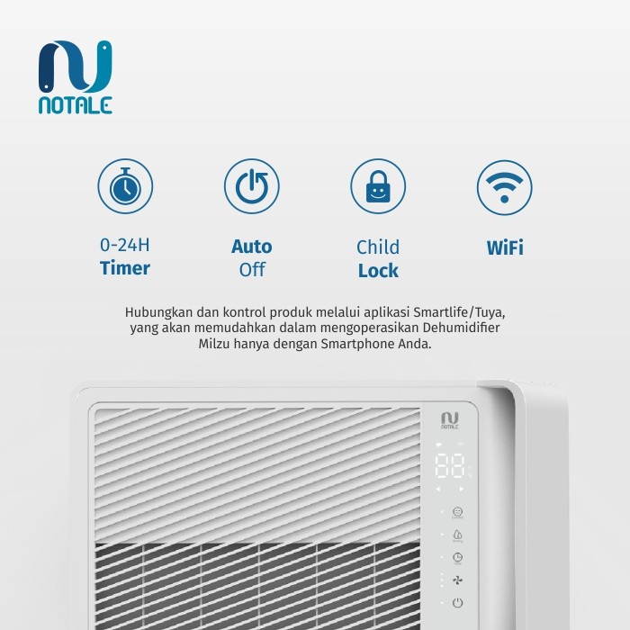 Notale Milzu Smart Dehumidifier 20L/hari Humidity Dryer - Serap Kelembapan