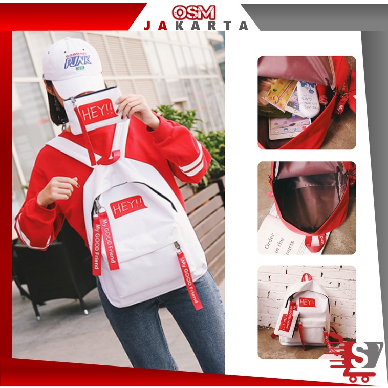 OSM JKT R400 Tas Ransel 2 in 1 HEY!! / Tas Ransel / Tas Sekolah / Tas Punggung