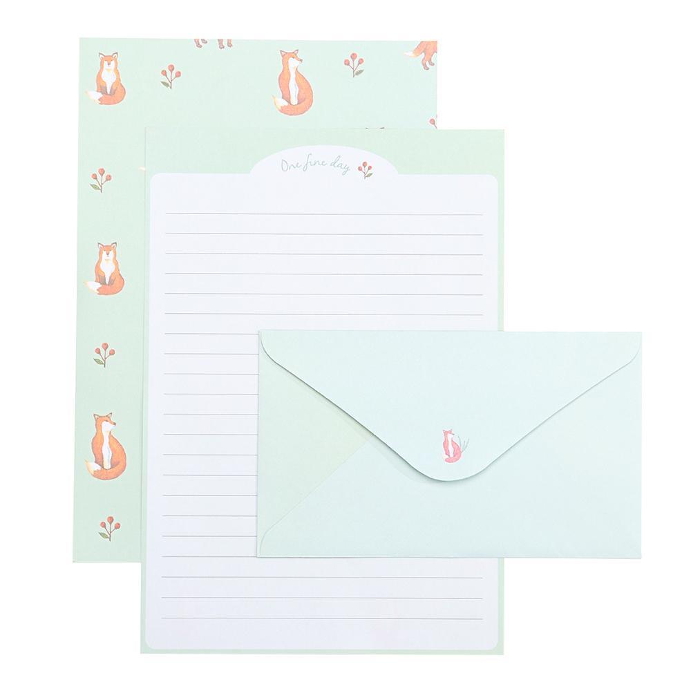 3pcs / Set Amplop Motif Print Kartun Hewan / Bunga / Tulisan Untuk Stationery