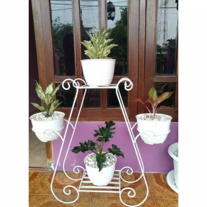 rak pot bunga besi 4 susun