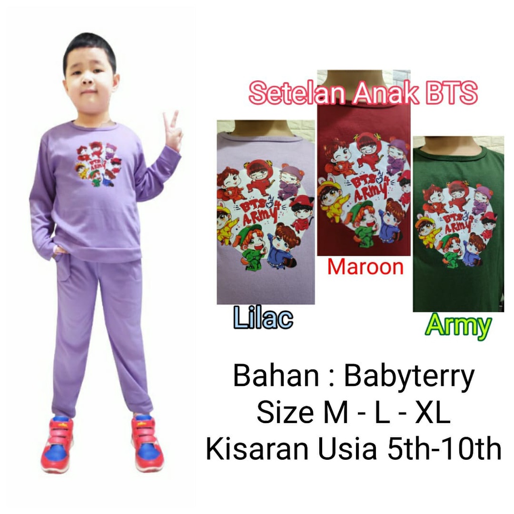 MOMOGI- SETELAN ANAK BTS ( UNISEX ) / Usia 5th-10th