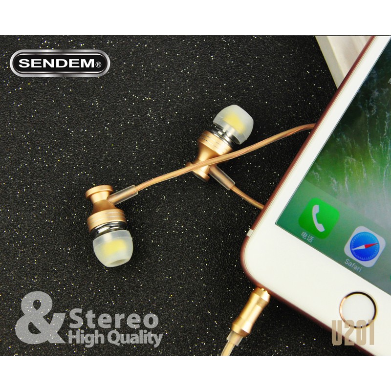 Earphone SENDEM U201 In-Ear Dynamic Dual Driver heavybass sports