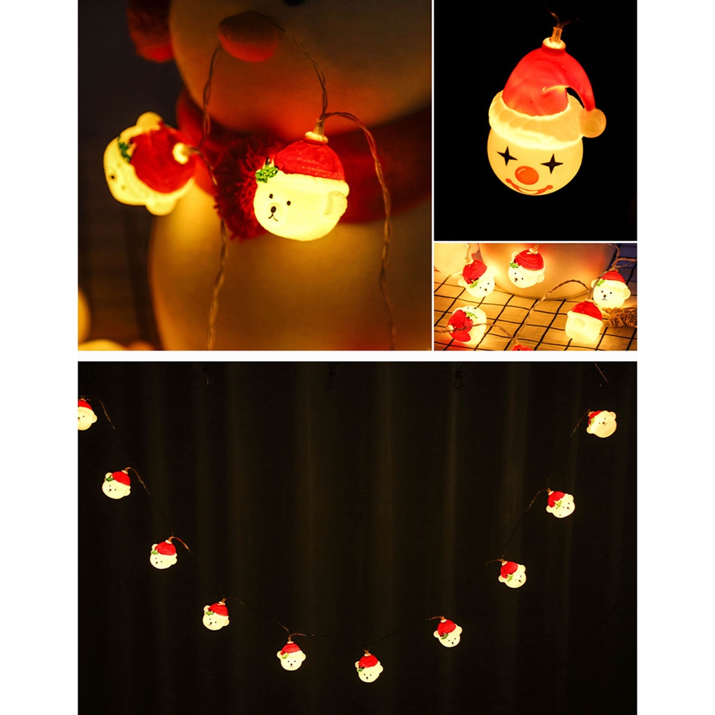 [Christmas Products] 1.5M 10 Led Snowman Snow Bear Shape Christmas Ornament String Lights