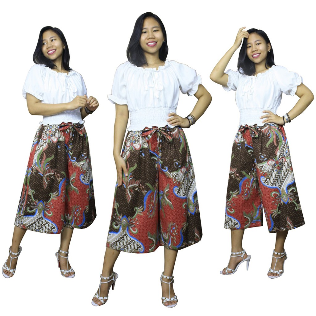Leti Celana Kulot Pendek Batik 7per8 Wanita Jumbo Short Pant Hotpant ALL SIZE FIT TO XXXL