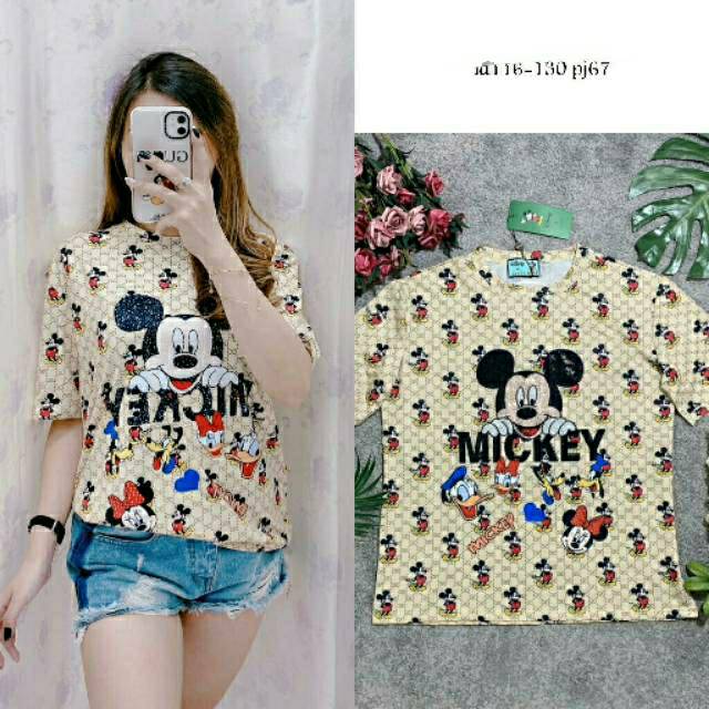 NC READY- Kaos Baju Gucci Mickey Disney Wanita Import