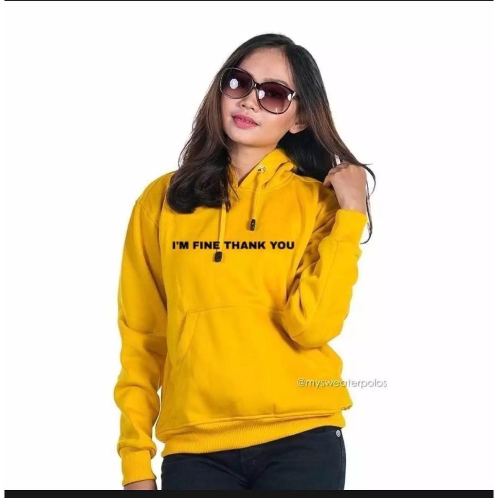 Sweater Hoodie Wanita I'M FINE THANK YOU-Kuning