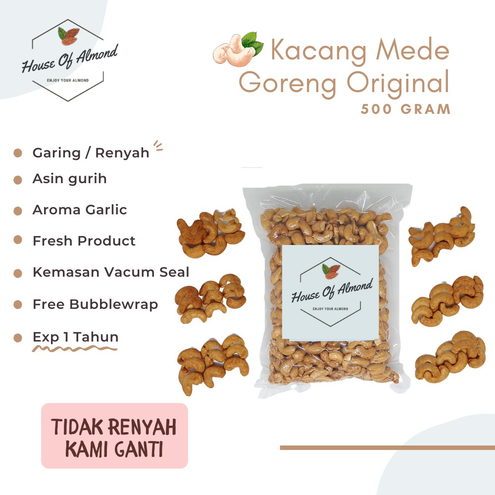 

Kacang Mede original 500gr (Salted Cashew)