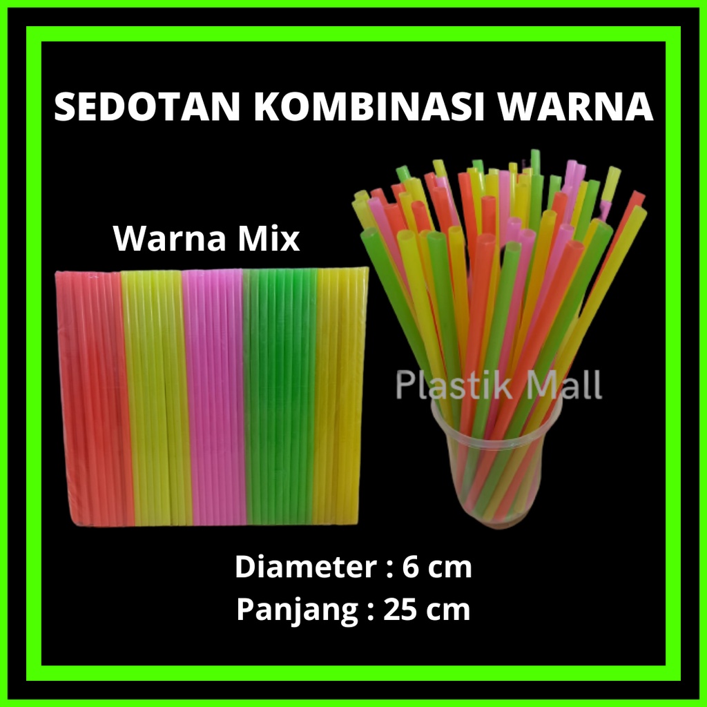 Sedotan Plastik Kombinasi / Sedotan Warna Warni 6mm / SEDOTAN ORI KOMBINASI YB SEDOTAN PLASTIK WARNA