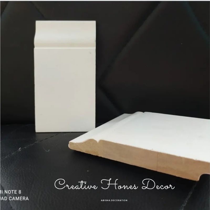 PLINT LANTAI 12cm WALL MOULDING FRAME BINGKAI KAYU LIST LANTAI KAYU PLINT PINTU SIAP PASANG CAT DUCO