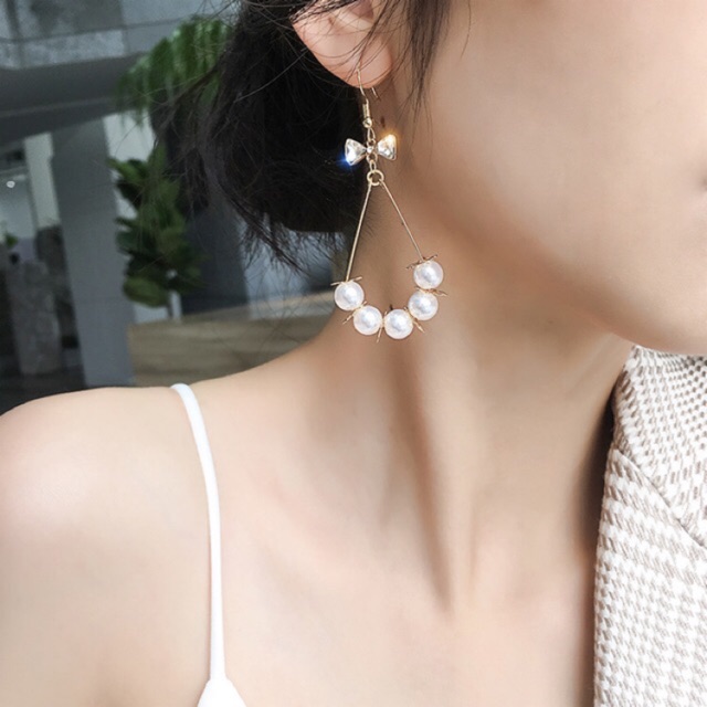 E259， 925 Perak Needle Premium Pearl Bow Drop Earrings