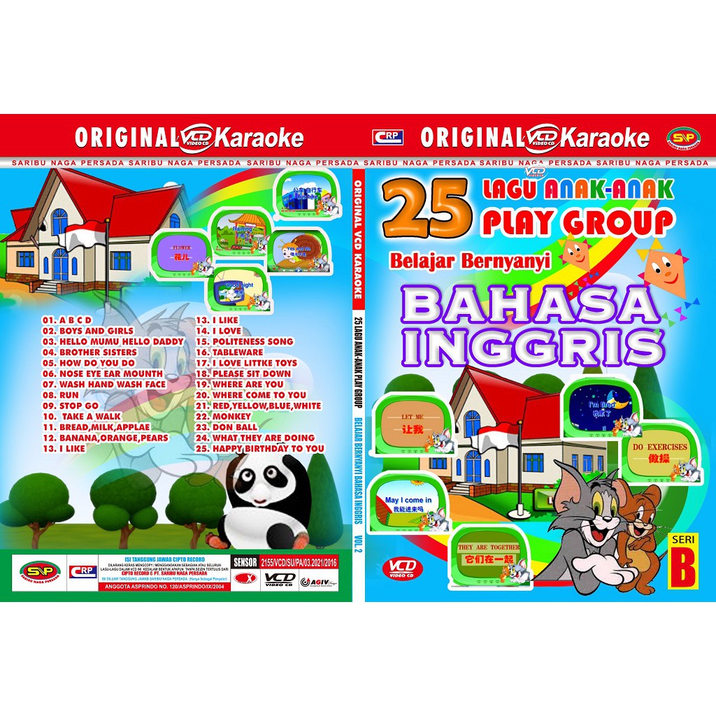 Vcd Original Orignal Lagu Anak Anak 25 LAGU ANAK ANAK PLAYGROUP Belajar Bahasa Inggris  VOL B