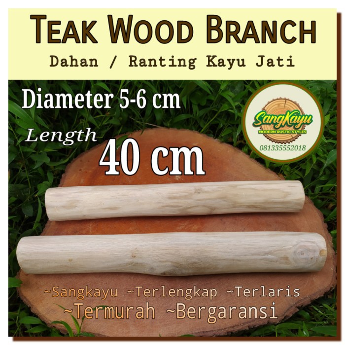 Dahan ranting kayu jati 5-6-40 cm teak wood branch macrame wood log