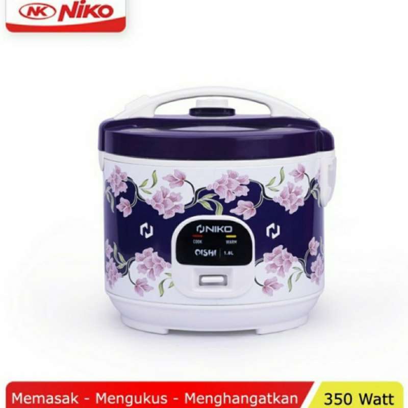 Niko Oishi Rice Cooker Low Watt Kapasitas 1.2 Liter Dengan Tutup Kaca