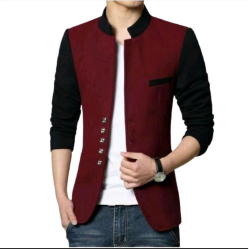 BLAZER NEVI KOMBINASI MAROON/JAS RESMI/JAS PORMAL/JAS BLAZER SLIMPIT LIST PUTIH/BLAZER KOREA/BLAZER 