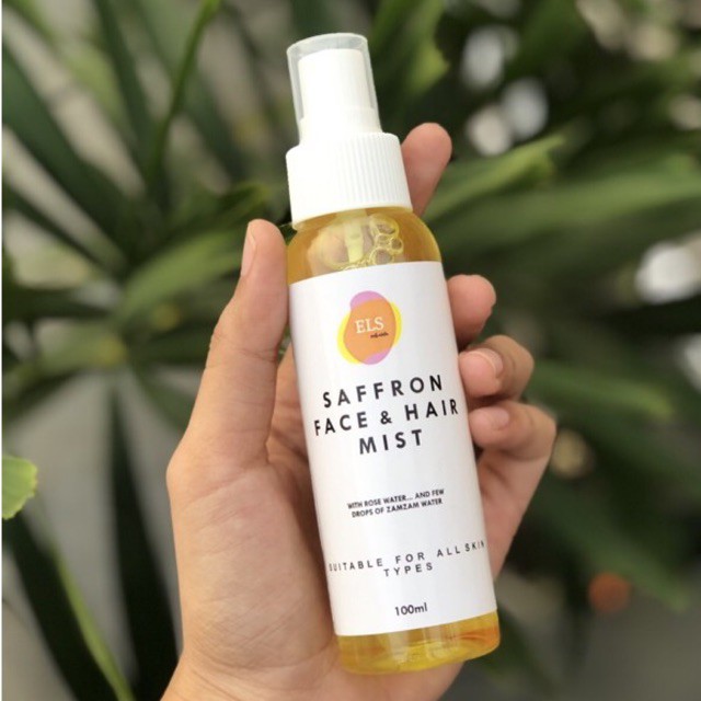 Premium Saffron Face& Hair Mist by Els Odelia (With Zamzam Water, Rose Water, Iranian Saffron)