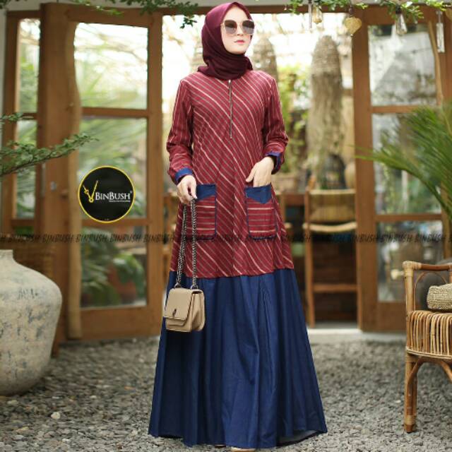 Rafaela Dress Busui Stripe Line Original by Binbush