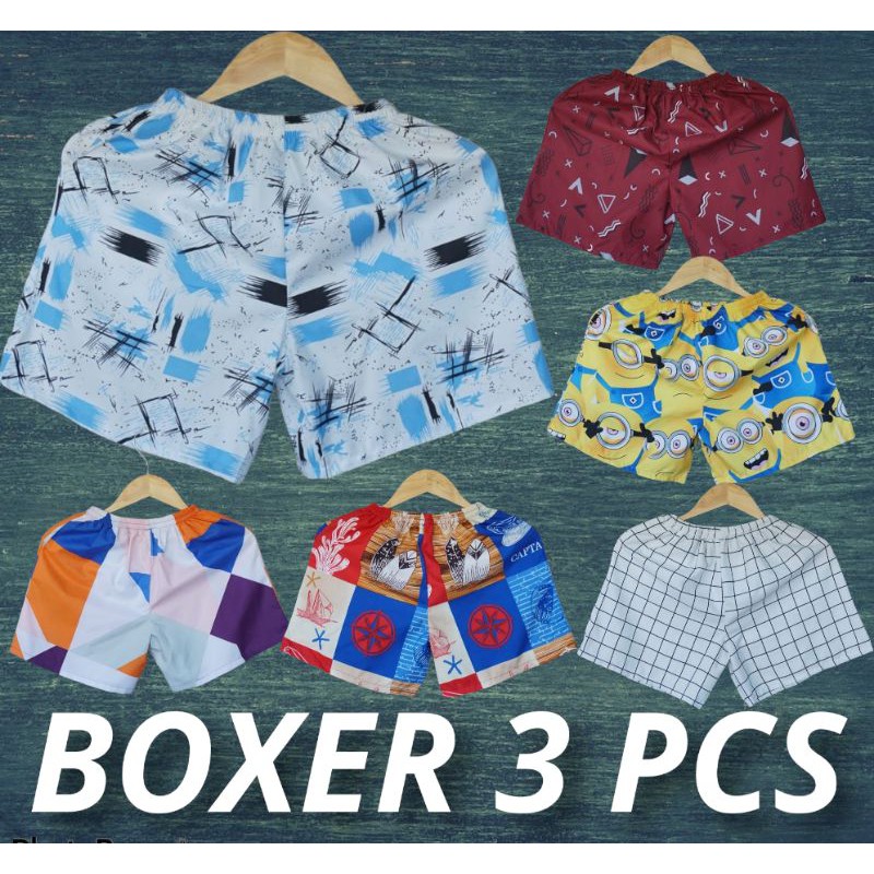 Boxer Paket 3 Pics / Pria / Celana Dalam Pria / Celana Dalam / All Size / Grosir / Murah Boxer Motif